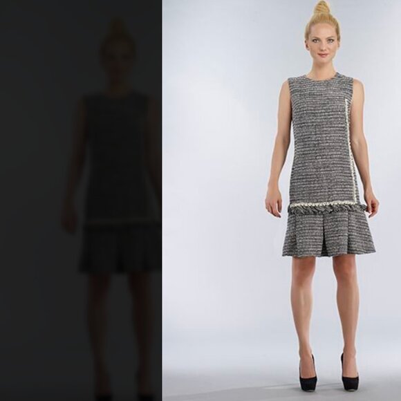 Bigio Collection Elegant Black and White Tweed Dress - Picture 1 of 9